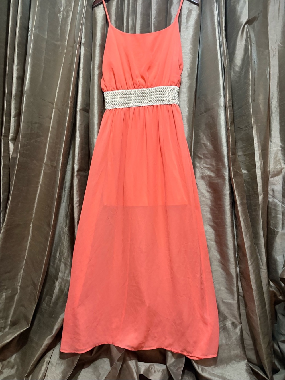 Charlies Coral Maxi Dress with Embellished Waistband Look@pic6 18↔️52↕️ #1832‎